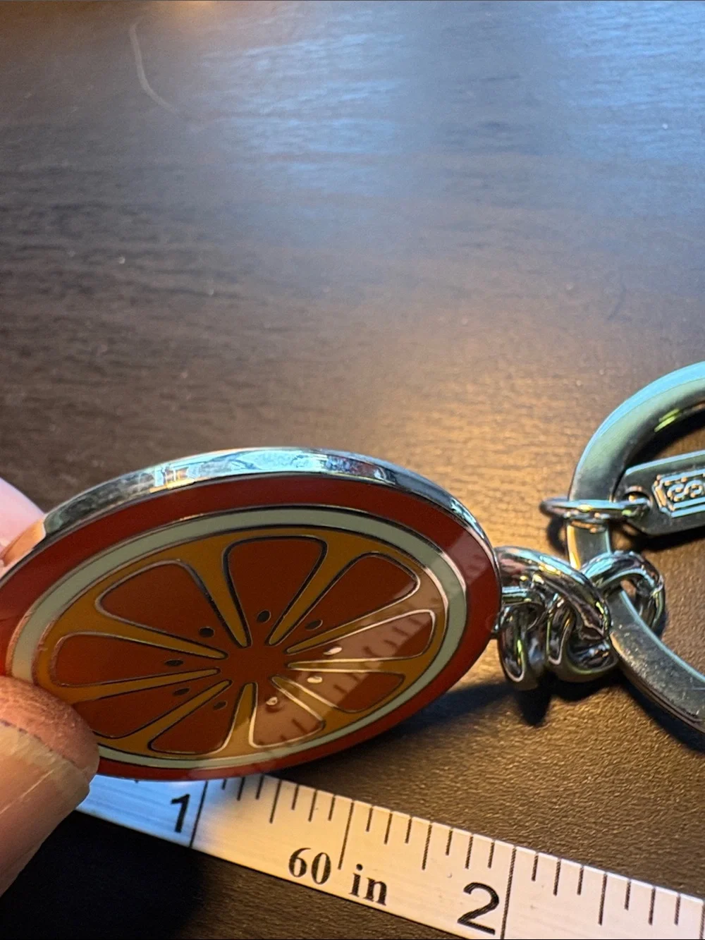 Coach vintage Orange Slice Enamel Keyring with Silver Hardware - Picture 4 of 4